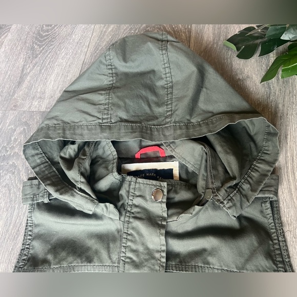 Cavalini Army Green Hooded Cotton Utility Vest w Toggle Drawstring Waist Sz PM - Picture 5 of 12